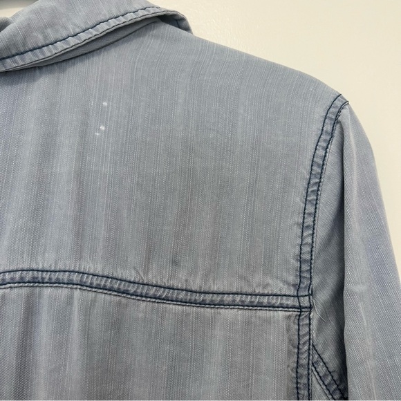 Lane Bryant Chambray Blue Cinched Tie Waist Utility Jacket - Picture 5 of 6